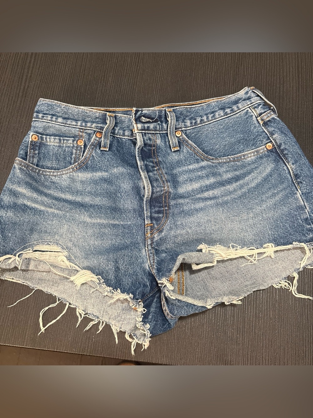 Levi's Distressed Blue Denim Jean Shorts